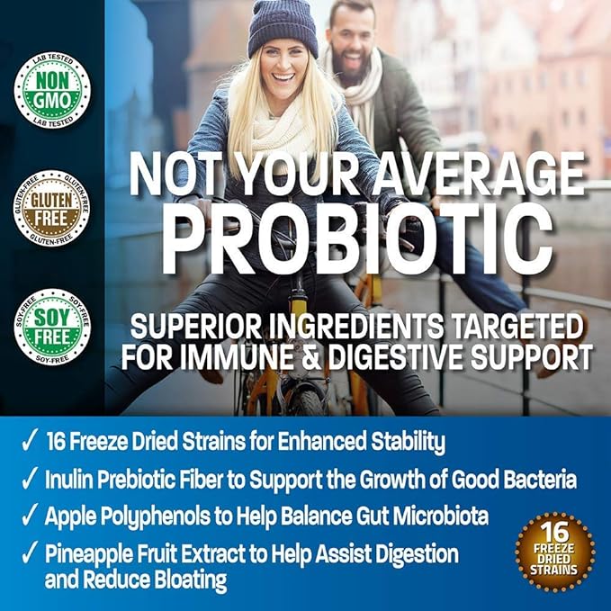 Bronson Probiotic 50 Billion CFU + Prebiotic with Apple Polyphenols &amp Pineapple Fruit Extract Vitamin C Powder Pure Ascorbic Acid Soluble Fine Non GMO Crystals