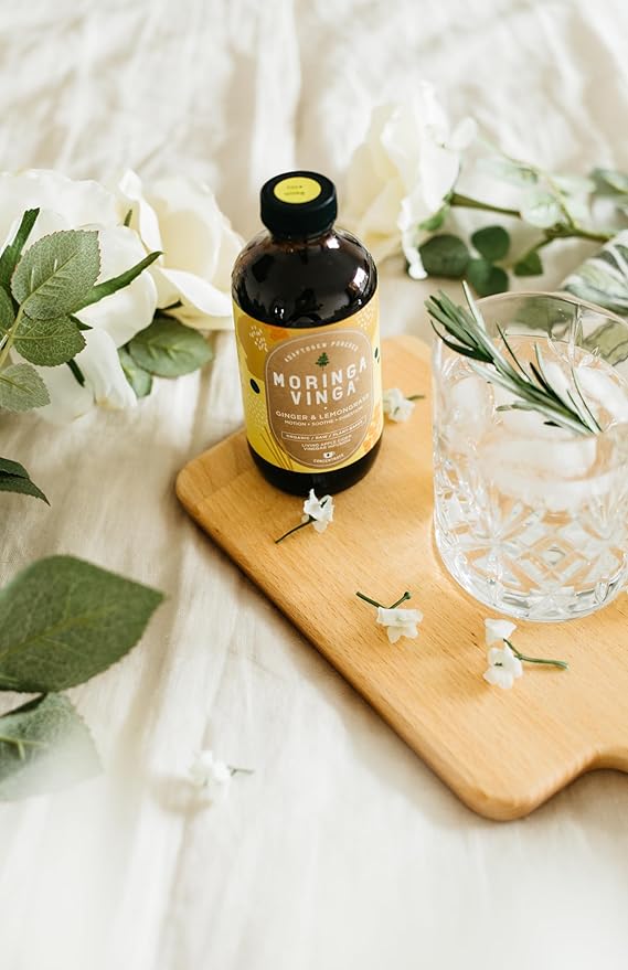 Organic Ginger &amp Lemongrass Moringa Infusion – Daily Herbal Tonic with Apple Cider Vinegar Honey | Supports Motion Digestion &amp Relaxation | Non-GMO 16 oz