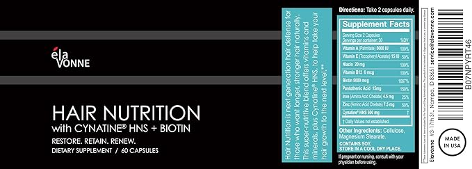 Hair Skin Nails Combo Pack : Amino Collagen w/Hyaluronic Acid &amp Hair Nutrition with Cynatine HNS + Biotin (Marine Collagen)