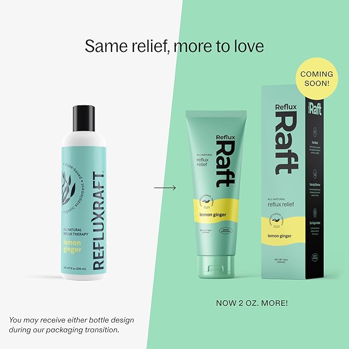 Acid Reflux Therapy with Organic Alginate Rapid &amp Long Lasting Gerd LPR &amp Digestion Symptom Support Zero Sugar Gluten Free Low Sodium Lemon Ginger Flavor 47 Gel Servings 8 OZ Bottle