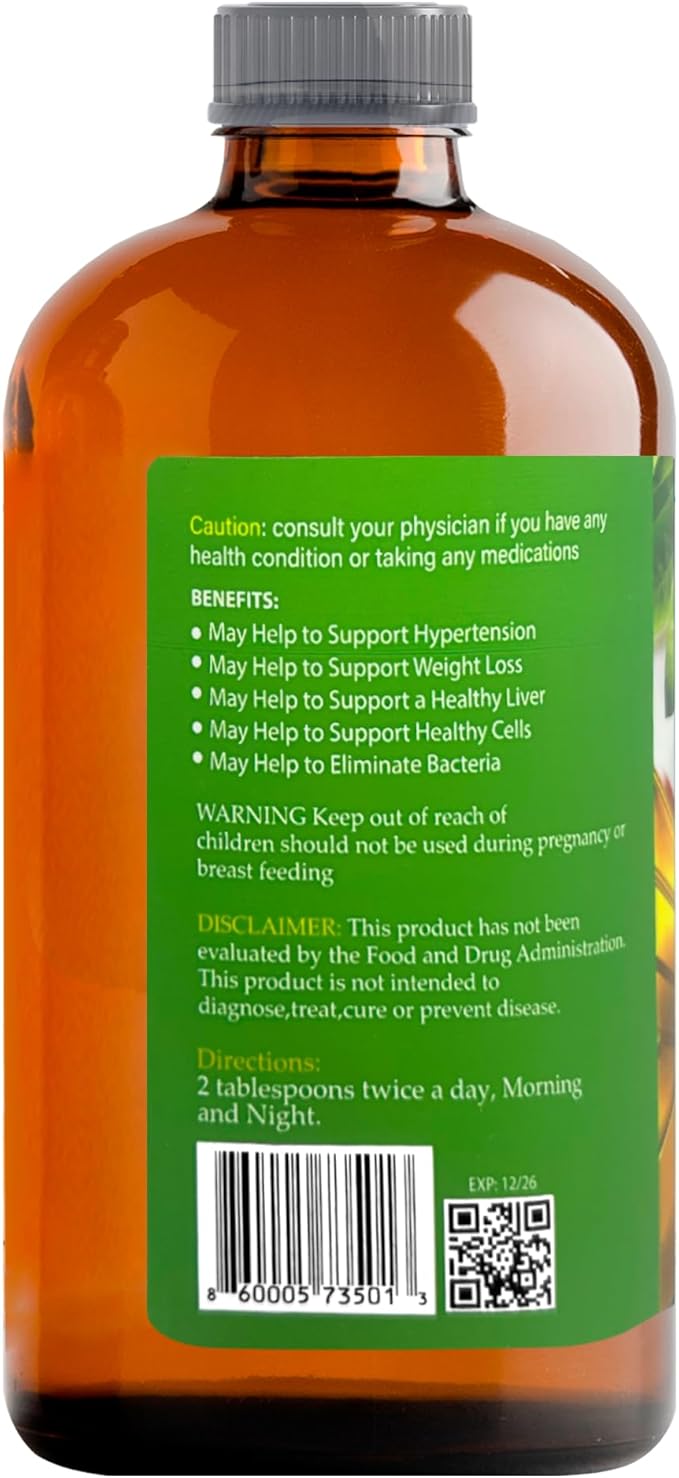 Pure Soursop Bitters with Moringa &amp Turmeric | Herbal Detox &amp Natural Energy Support | 32 fl oz