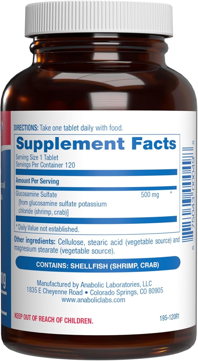 Glucosamine Sulfate Joint Health Supplement - Soft Tissue Cartilage Tendon and Ligament Supplement for Enhanced Mobility Comfort and Flexibility - Non-GMO Sodium Free &amp Made in the USA - 120 Servi