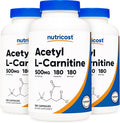 Nutricost Acetyl L-Carnitine 500mg 180 Capsules - Non-GMO and Gluten Free (3 Bottles)