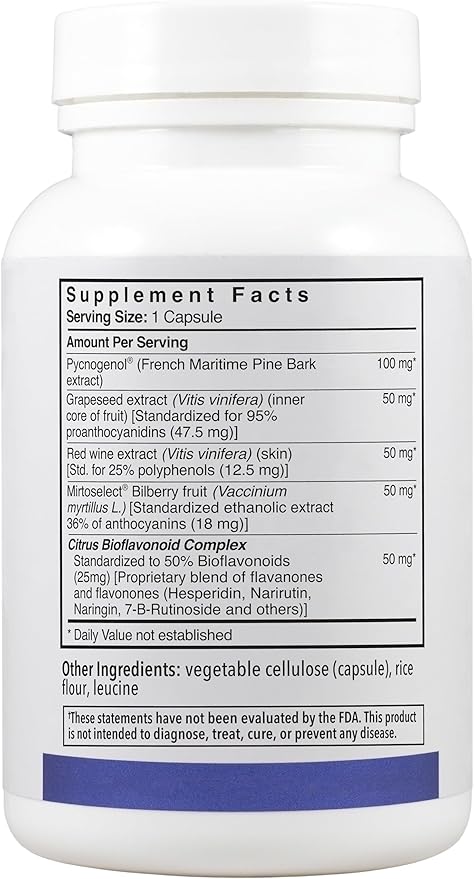 Patient One Pycnogenol OPC Complex 300mg | Supplement to Support Vascular Health and Healthy Aging* | French Maritime Pine Bark and More | 60 Capsules