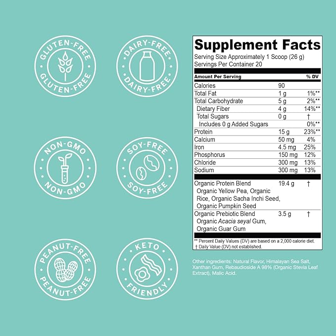 Live Conscious Vegan Pea Protein Powder - Vanilla Dream Flavor | Plant-Based Vegan Protein Blend - Pea Brown Rice Pumpkin Sacha Inchi | 20 Servings 18 oz