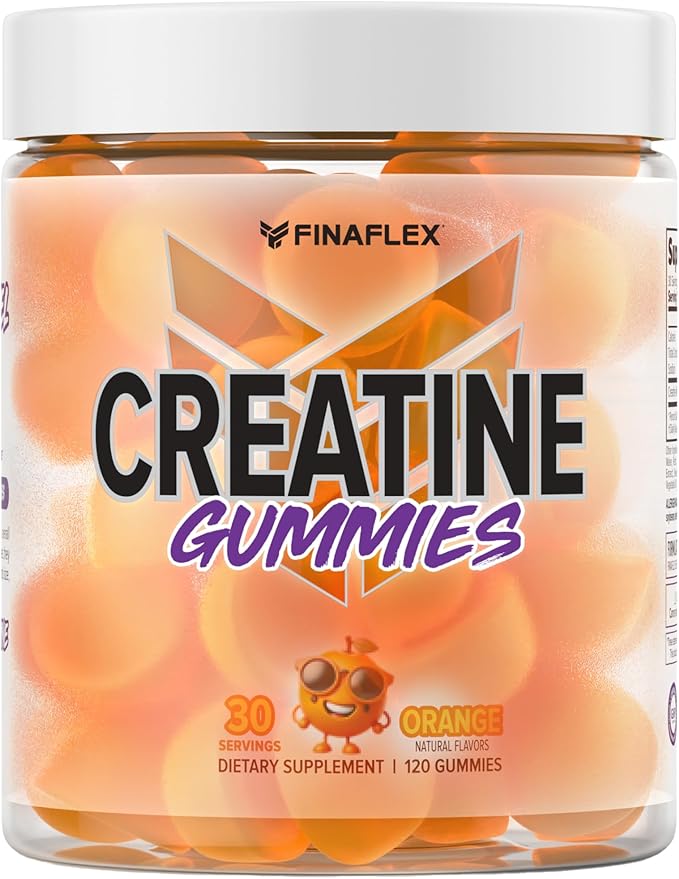 FINAFLEX Creatine Gummies - 120 Gummies - Orange Flavor - Promotes Muscular Strength Size &amp Performance - 5g of Creatine Monohydrate Per Serving - 30 Servings