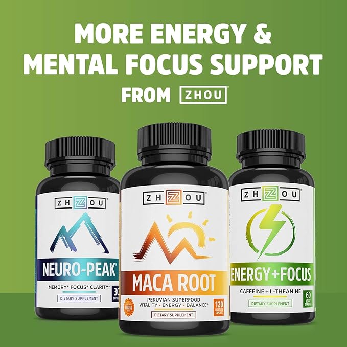Zhou Green Tea Extract Capsules with EGCG Natural Energy Mental Focus Immune Health Antioxidant and Heart Support Non-GMO Vegan Gluten Free 120 Capsules