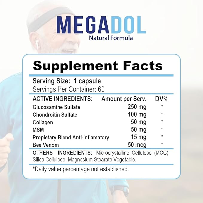 Megadol 100% Natural - AS on TV Glucosamine +Chondroitin + Collagen + MSM- Propietary Blend