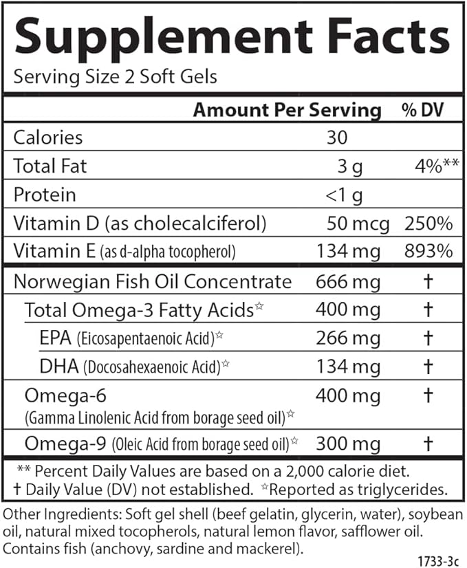 Carlson - Omega Complete Gems Omega-3-6-9 Wild Caught Sustainably Sourced Heart Health Joint Function &amp Immune Support 180 Softgels