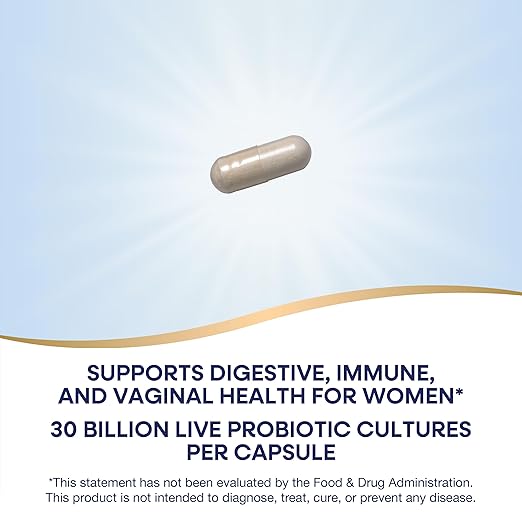 Nature's Way Fortify Daily Probiotic for Women 30 Billion Live Cultures 10 Strains Prebiotics Supports Digestive &amp Immune Health* No Refrigeration Required 30 Capsules (Packaging May Vary)