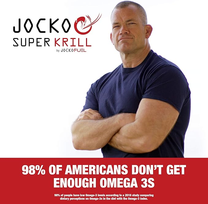 Jocko Fuel Antarctic Krill Oil Omega 3 Fatty Acid Supplements DHA &amp EPA - 1000mg Softgels - Supports Joints Mobility &amp Mental Function (60 Softgels) (Pack of 2)