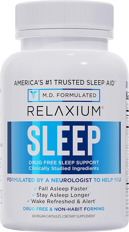 Relaxium Sleep Aid for Adults - Melatonin 5mg with Magnesium Glycinate Valerest &amp Ashwagandha - Non-Habit Forming Sleep Support for Falling Asleep &amp Staying Asleep - 60 Capsules (30-Day Suppl