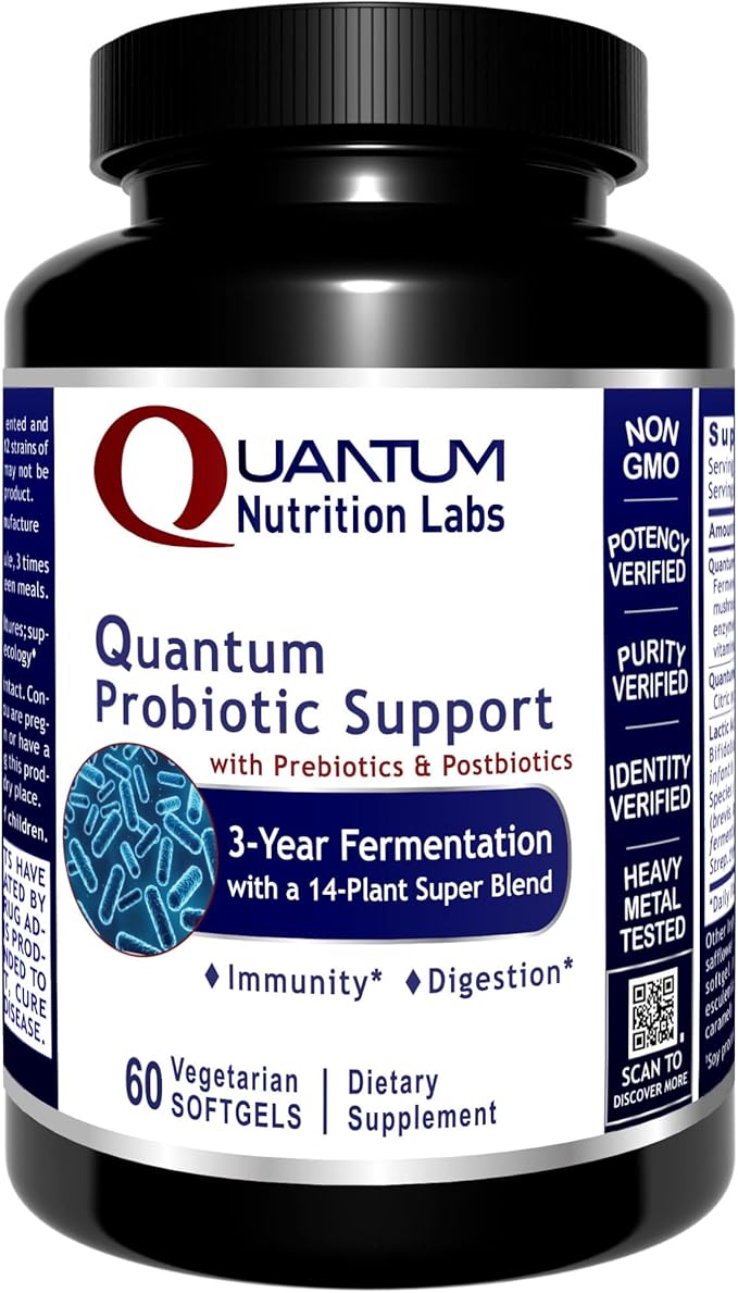 Quantum Nutrition Labs Probiotic Support - Pre Pro Post Biotics for Women &amp Men Prebiotics Probiotics Postbiotics &amp Phytobiotics - 60 Vegetarian Softgel Capsules