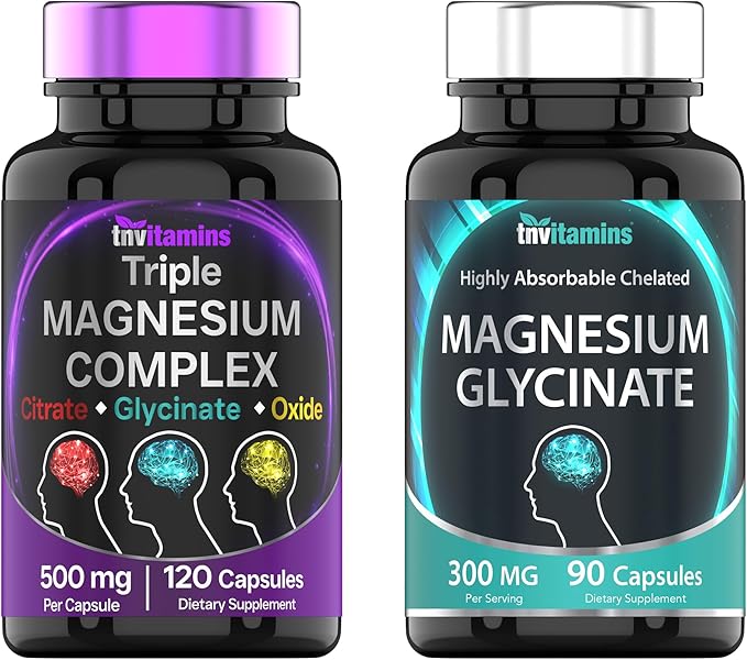 Triple Magnesium Complex 500mg (120 Capsules) &amp Magnesium Glycinate 300mg (90 Capsules)