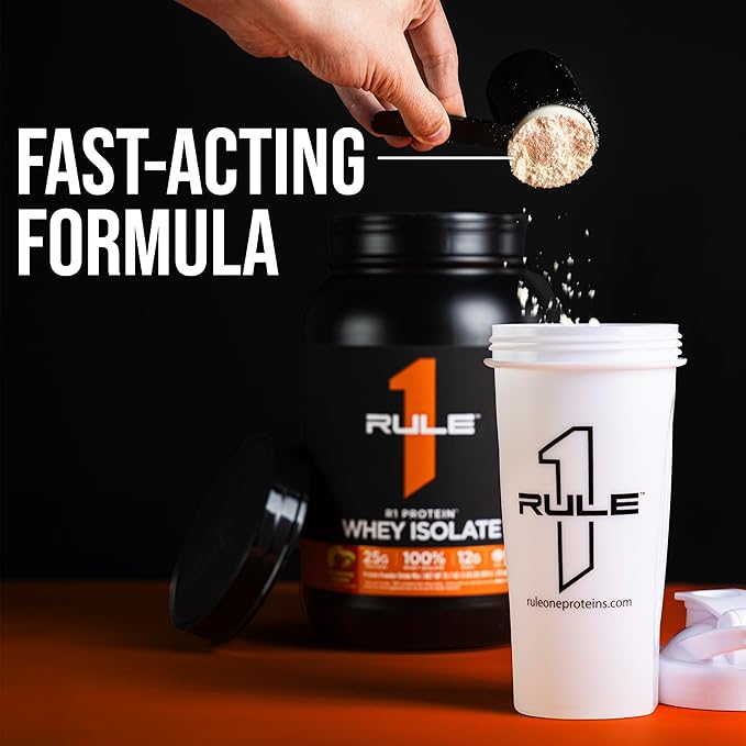 Rule 1 R1 Protein Whey Isolate - with 25g Protein &amp 6g BCAA Exclusively from Isolated &amp Hydrolyzed Sources for Workout Recovery (2 Pounds* Chocolate Peanut Butter)