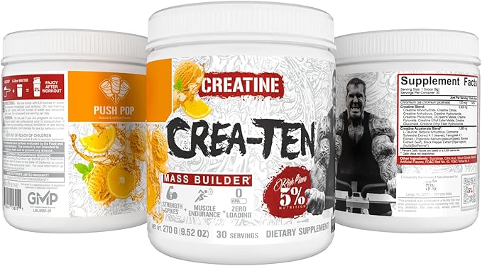 5% Nutrition CreaTEN Creatine Complex + Accelerators | Flavored Creatine Powder for Muscle Gain | Max Power Strength Endurance &amp Recovery (Push Pop)