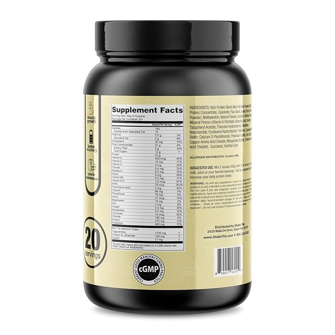 Complete MR | 1 Gallon Container - 20 servings | Meal Replacement Shake with Protein Carbs Fiber and Vitamins (Smooth Vanilla)