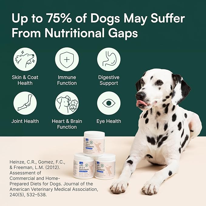 Wuffes 23-in-1 Dog Multivitamin Supplement for Hip &amp Joint Skin &amp Coat and Immune System Support with Omega 3 Iron Zinc Vitamin C - Minerals &amp Vitamins for Senior Dogs and Puppies - 30