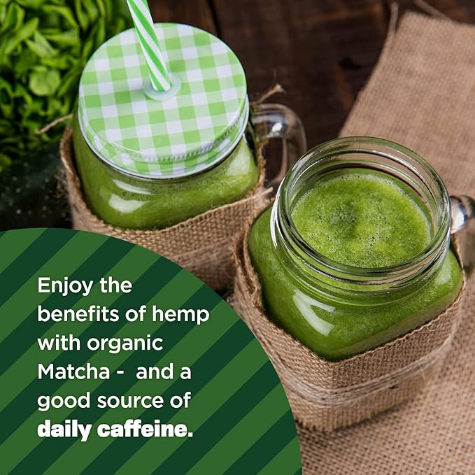 Manitoba Harvest Organic Hemp &amp Matcha Powder 5.5 oz – Energy 6g of Protein 2g of Fiber per Serving – Matcha Protein Powder - Blend in Smoothies – Vegan Non-GMO Project Verified - 56g of Caffe