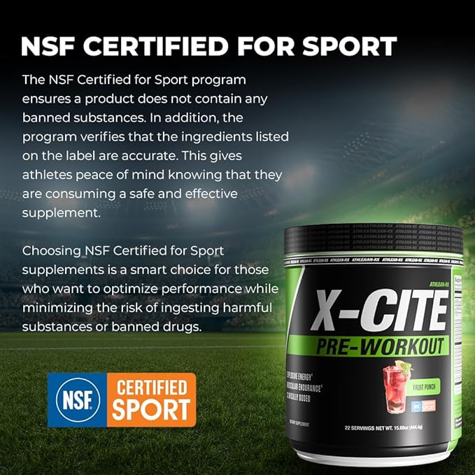 X-CITE Pre-Workout by ATHLEAN-X - Enhanced Formula with Beta-Alanine Creatine &amp Caffeine for Ultimate Energy Endurance Focus &amp Muscle Pump NSF Certified for Sports (Fruit Punch)