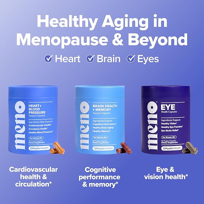O Positiv MENO Heart + Blood Pressure Support Capsules – Daily Support for Healthy Circulation Stress Management &amp Blood Pressure – with CoQ10 Beets Pine Bark &amp Saffron – 30 Servings