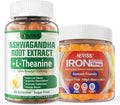 NEVISS Ashwagandha Gummies 2000mg Feel Refreshed Plus Proprietary Blend Vegan Iron Gummies Supplement with Vitamin C B12 Folate &amp Turmeric - Energy &amp Immune Health