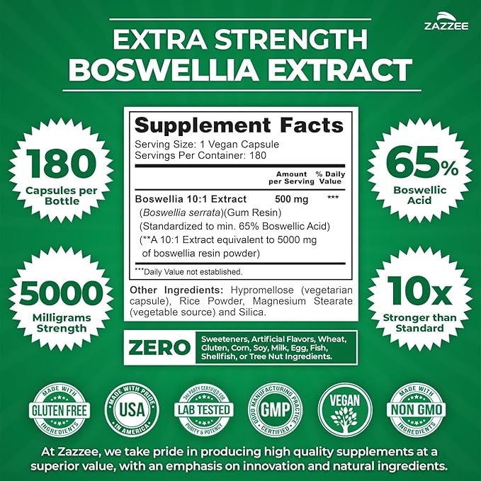 Zazzee Enhanced Comfort &amp Mobility Support Bundle | French Maritime Pine Bark Extract Capsules Plus Super Concentrated Boswellia Extract | Non-GMO Vegan &amp ISO Lab Tested (6 Month Supply)
