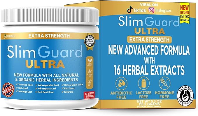 SlimGuard Ultra Extra Strength Natural Supplement with Organic Herbs Turmeric Moringa Leaf Wheatgrass 6.3 oz 28 Servings (1)