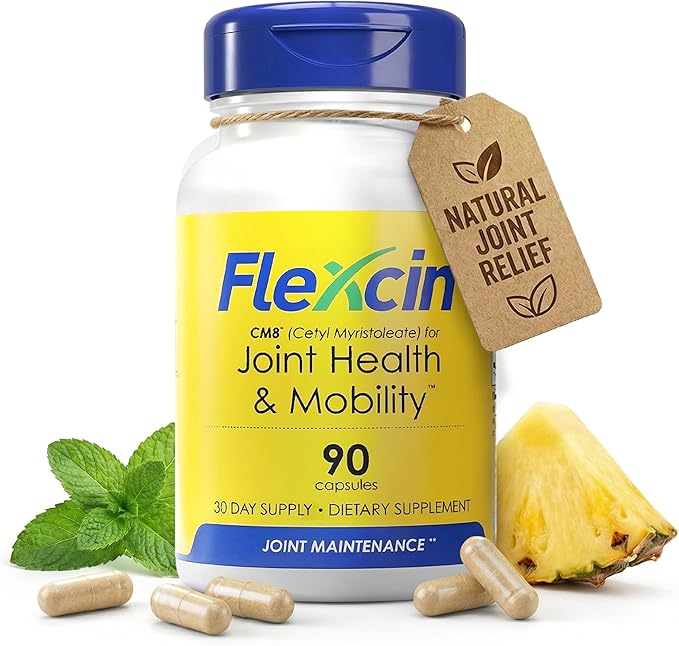 Flexcin Joint Health &amp Mobility Formula with CM8 (Cetyl Myristoleate) - Joint Supplements for Men and Women with Glucosamine MSM Collagen Type II - 90 Capsules