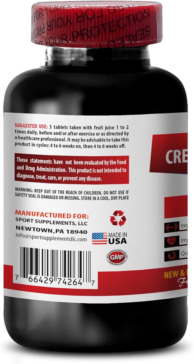 Creatine Capsules - Creatine Tri Phase - Creatine Monohydrate Improves Short-Term Memory creatine for Muscle gain creatine Muscle Growth and Brain Improves anaerobic Capacity - 1 Bottle - 90 Tabs