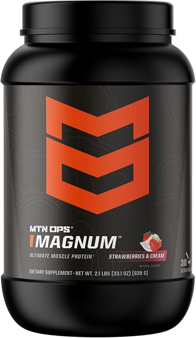 MTN OPS Magnum Strawberries &amp Cream Protein Powder 23g of Whey Isolate Protein &amp Milk Protein with BCAAs Zero Sugar &amp Gluten Free 30-Servings