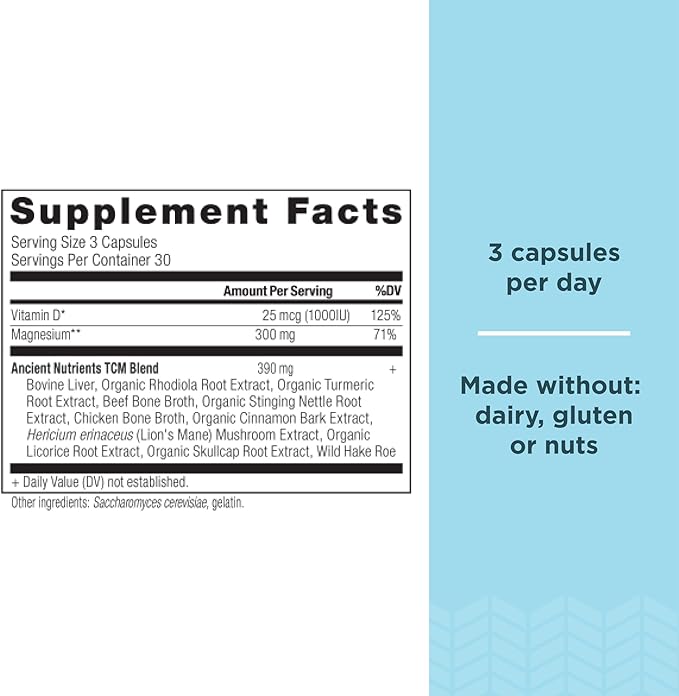 Ancient Nutrition Magnesium Capsules 90 Count + Vitamin D Capsules 60 Count