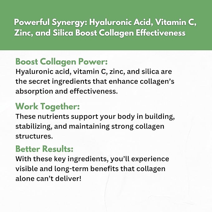 Collagen Peptides Powder with Vitamin C &amp Hyaluronic Acid - from Organic Cleanest Sources &amp Super High Absorption - Hydrolyzed Multi Type I II III V X - Skin Hair Supplement Made in USA