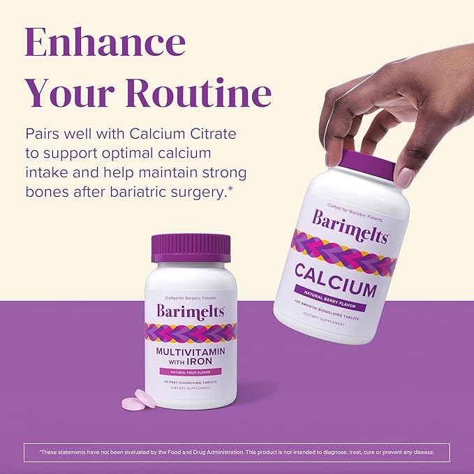 BariMelts Bariatric Multivitamin with Iron 60 Fast-Dissolving Tablets (1-Month Supply) Sugar-Free Bariatric Vitamins for Women Natural Fruit Flavor