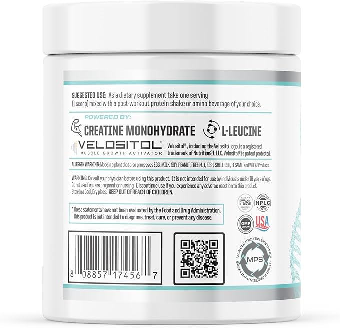 GEC Muscle Potion Creatine Monohydrate Powder (25 Servings) – Post Workout Muscle Growth Supplement with 5000mg Creatine 2500mg L-Leucine &amp 2000mg Velositol – Unflavored Muscle Recovery &amp St