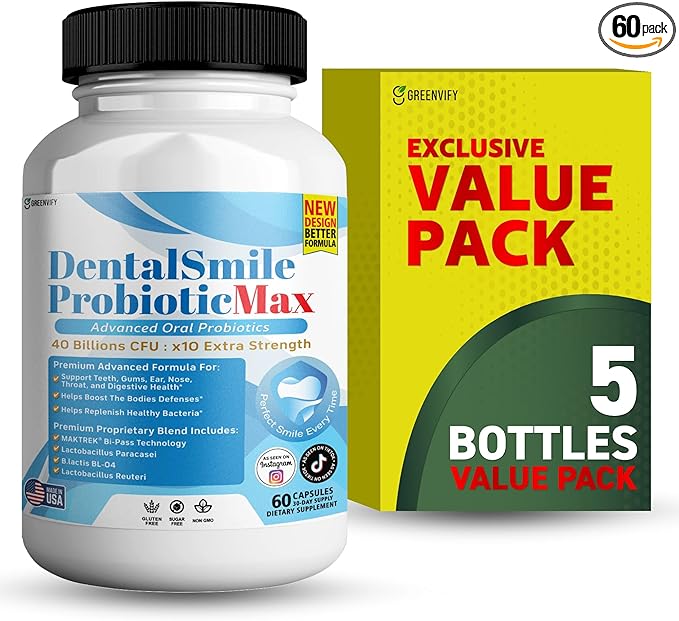 DentalSmile ProbioticMax Advanced Oral Probiotic Supplement 40 Billion CFU 60 Capsules Gluten Free (5)