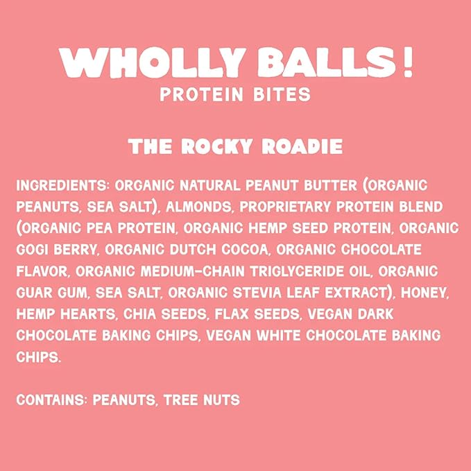 Wholly Balls Protein Bites – Healthy Plant-Based Snack | High Protein Low Sugar Gluten-Free Energy Balls (Pack of 3 Rocky Roadie)
