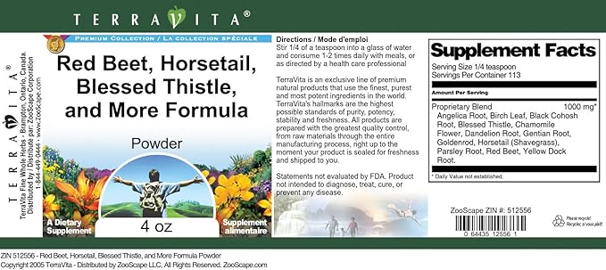 Red Beet Horsetail Blessed Thistle and More Formula Powder (4 oz ZIN: 512556) - 3 Pack