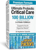 Natural Factors Ultimate Probiotic 100 Billion Live Cultures - Digestion Supplement with Prebiotic Fiber - Daily Supplement for Gut Health - 30 Vegetarian Capsules (30 Servings)