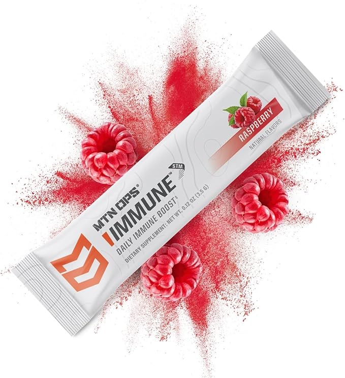 MTN OPS Immune STM Powder Drink Mix Vitamin C Vitamin D Zinc &amp Antioxidants for Daily Immune Support Hydration &amp Wellness 30 Servings Raspberry