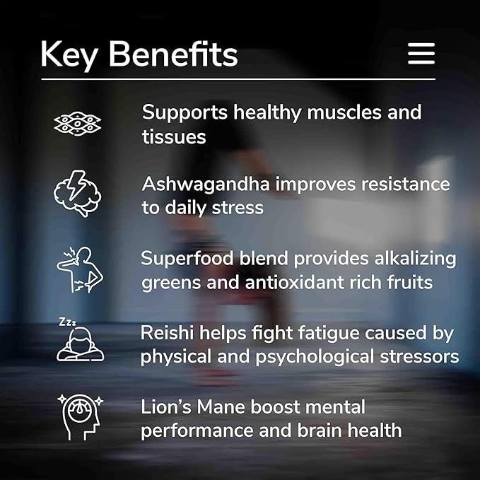 Plant Based Protein Powder w/Superfoods Ashwagandha Reishi Lions Mane for Optimal Health | 18G of Organic Vanilla Vegan Protein Gluten Free Stevia Free Sugar Free 20 Servings