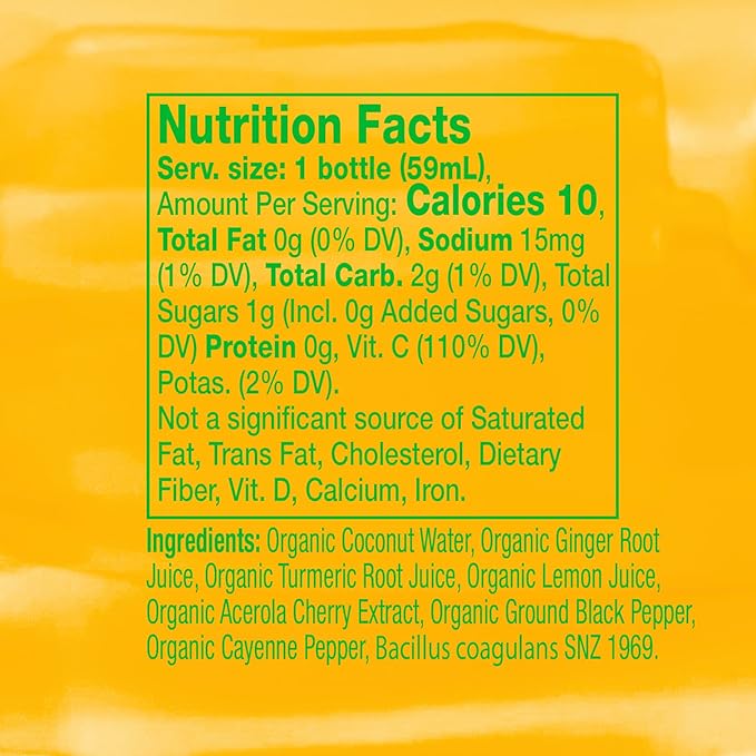 Vive Organic Immune Support Shot Cold-Pressed Ginger Turmeric &amp Cayenne Gluten Free Vegan Immunity Boost Cayenne 2 Fl Oz (Pack of 12)