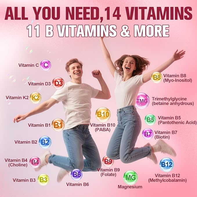 Ultra Methylated Vitamin B Complex Sugar Free Gummies - All B Vitamins + Vitamin C D3 K2 Ashwagandha Magnesium Omega 3 CoQ10 for Women Men - Methyl Vitamin B12 Methylfolate B1 B2 B3 B5 B6 B7 B9