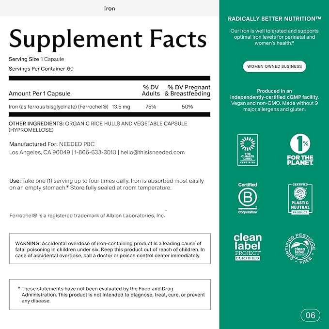 Needed. Prenatal Iron Supplement - Pregnancy Breastfeeding Postpartum - Aids Energy Birth Weight &amp Baby's Neural Development - Non-Constipating &amp Gentle on Stomach - Flexible Dosing for Pre