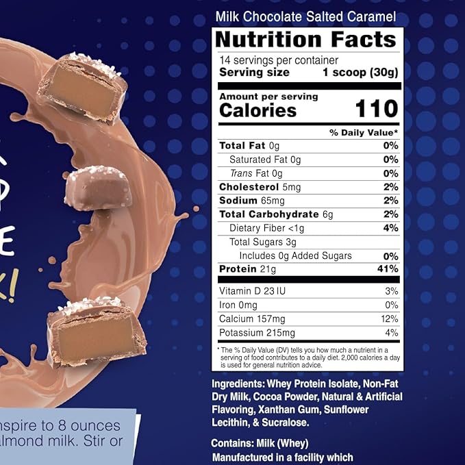 Bariatric Eating Inspire Milk Chocolate Salted Caramel 21g Whey Protein Isolate Powder