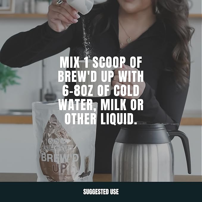 Sweat Ethic Brew’D UP Collagen Protein Coffee Whey Isolate &amp Collagen Peptides Natural Caffeine Low Lactose No Added Sugar Easy-Mix Protein Iced Coffee Flavor 15 Servings