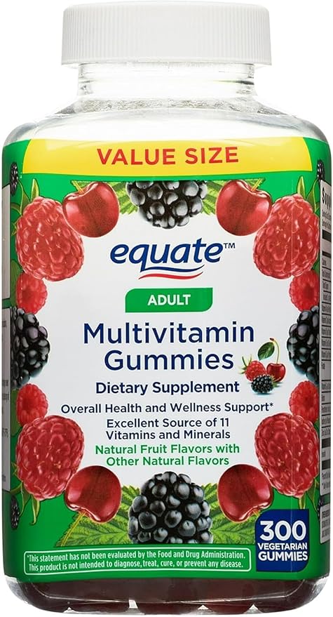 Equate Multivitamin Gummies for General Health Natural Fruit 300 Count Pack 01 + Sticker