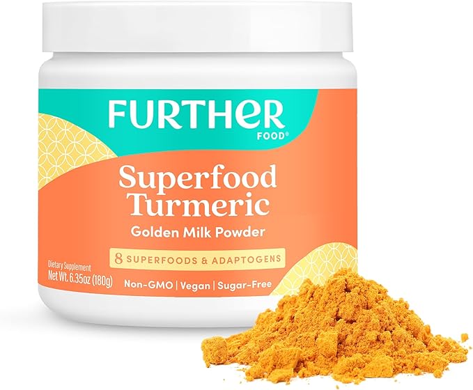 Further Food Superfood Turmeric Root Powder - Maximum Absorption Natural Immune Booster Golden Milk Blend Sugar Free Keto Vegan Non-GMO 6.35 Oz