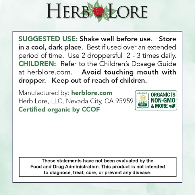 Herb Lore Iron Tonic - Organic Liquid Iron Drops Supplement for Kids &amp Women - Baby Infant &amp Toddler Friendly - Plant Based Vegan Gentle Non Constipating Herbal Tincture (2 fl oz)
