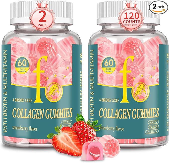 Collagen Gummies for Women Sugar Free Hydrolyzed Collagen Peptides Gummies Type I II III V X with Biotin Zinc Vitamins C A B D E for Skin Hair Nails Bone120 Count